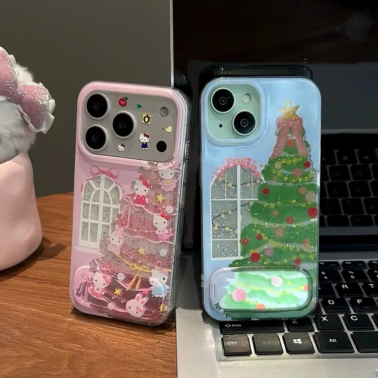 可爱圣诞树kitty猫适用苹果17手机壳16promax/15新款13套14高级12