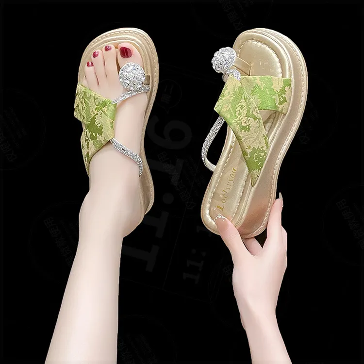 时尚夏季外穿厚底网红百搭仙女风ins凉拖鞋女鞋防滑|新款法式优雅