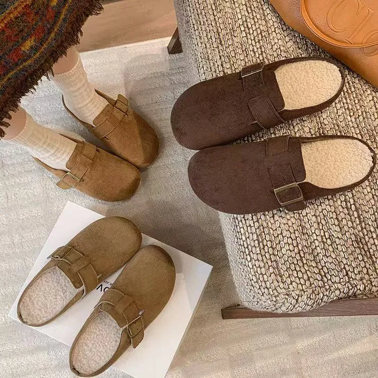 【专属】内增高包头博肯女加绒外穿休闲厚底女鞋勃肯鞋一脚蹬懒人