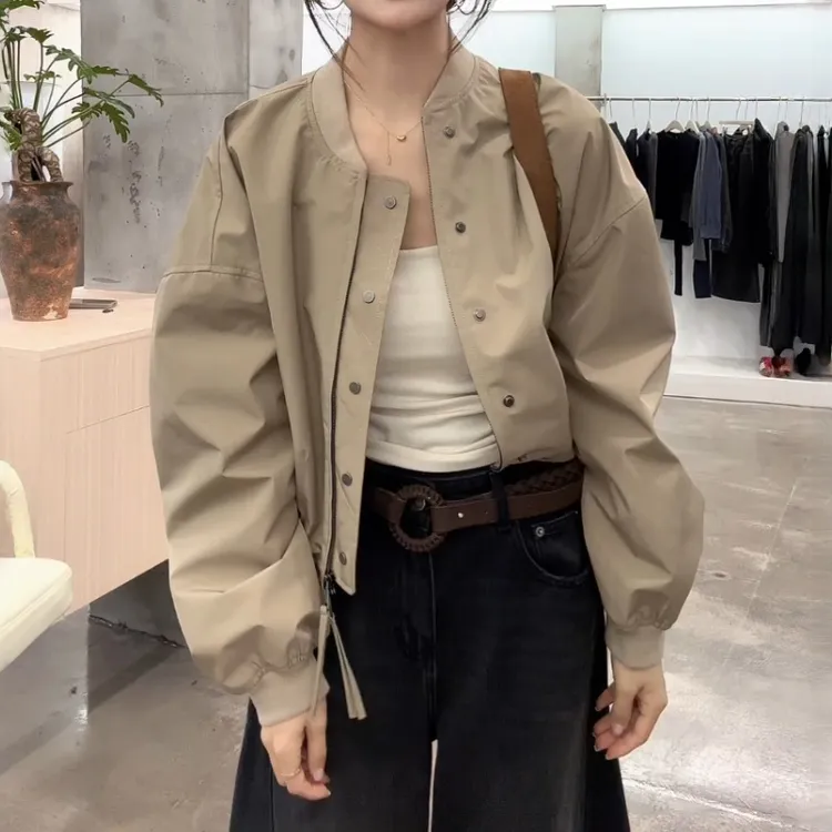 美式秋季短款复古外套2025新款设计宽松小个子休闲棒球夹克上衣女