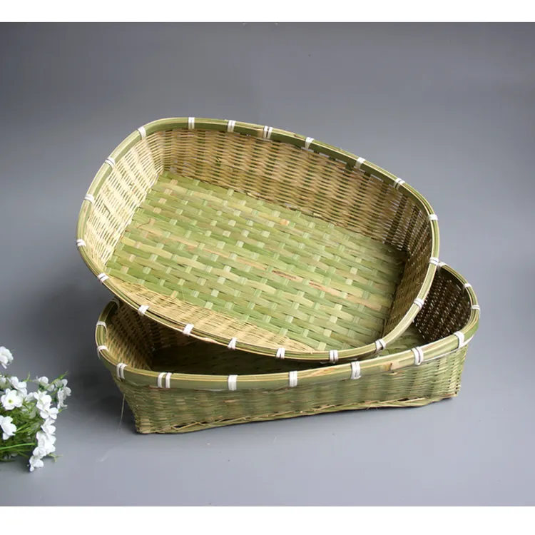 广西竹编制品四方收纳筐农家蔬果收纳篮零食点心筐超市收纳整理筐