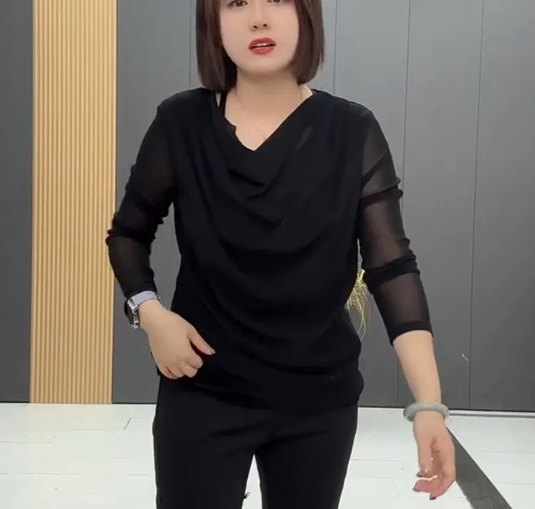 旭8952洋气气质时尚百搭显瘦堆堆领衫