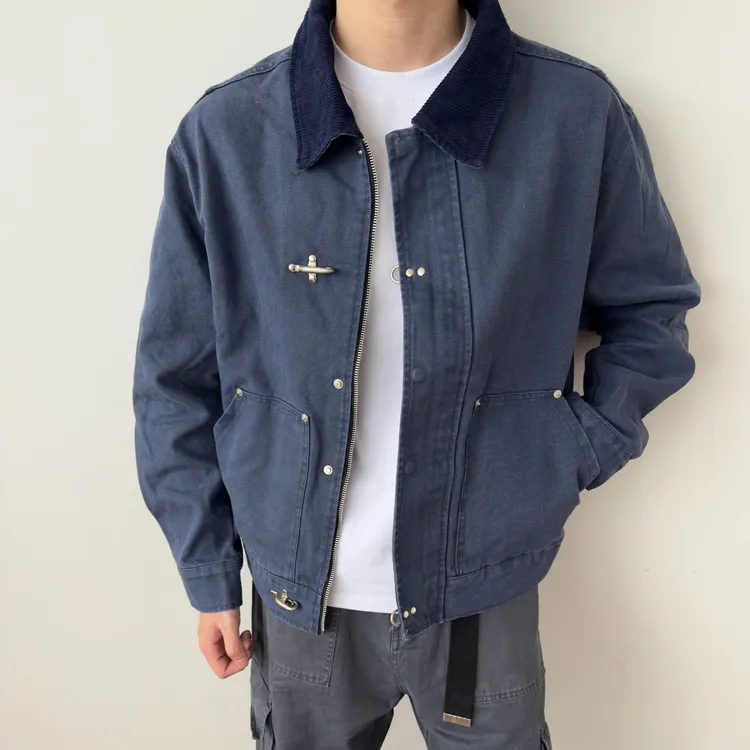 AHCN志存高远 美式复古飞机扣翻领底特律工装夹克重磅外套秋TP228