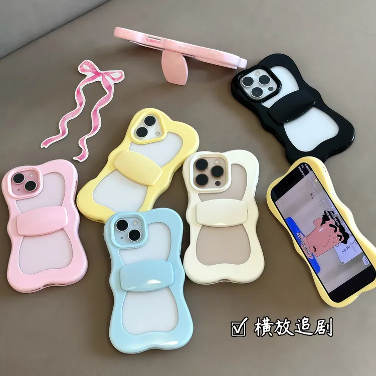 ins蝴蝶结支架适用苹果15手机壳iphone13/14promax防摔16Pro套女