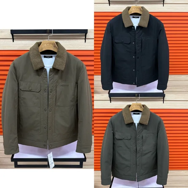 25377冬季男士新款翻领颗粒绒加绒保暖休闲夹克外套潮流百搭