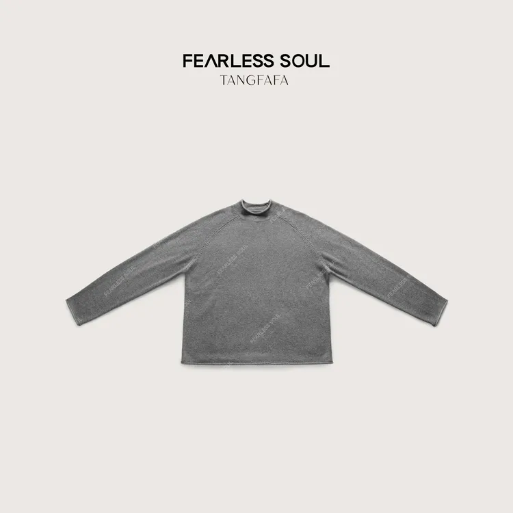 唐发发TFF 小众巴素兰绵羊毛卷边小高领落肩长袖毛衣 825FM813 *