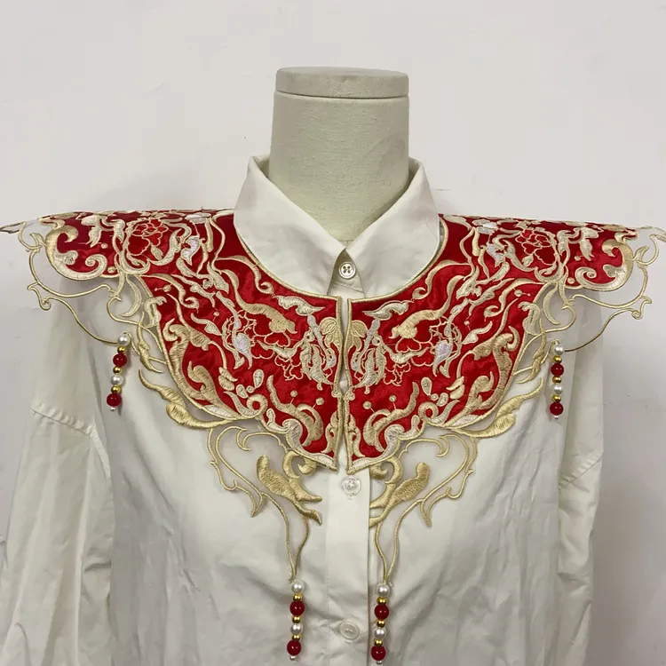 刺绣假领古风宫廷风日常纯色中式国风重工刺绣适中