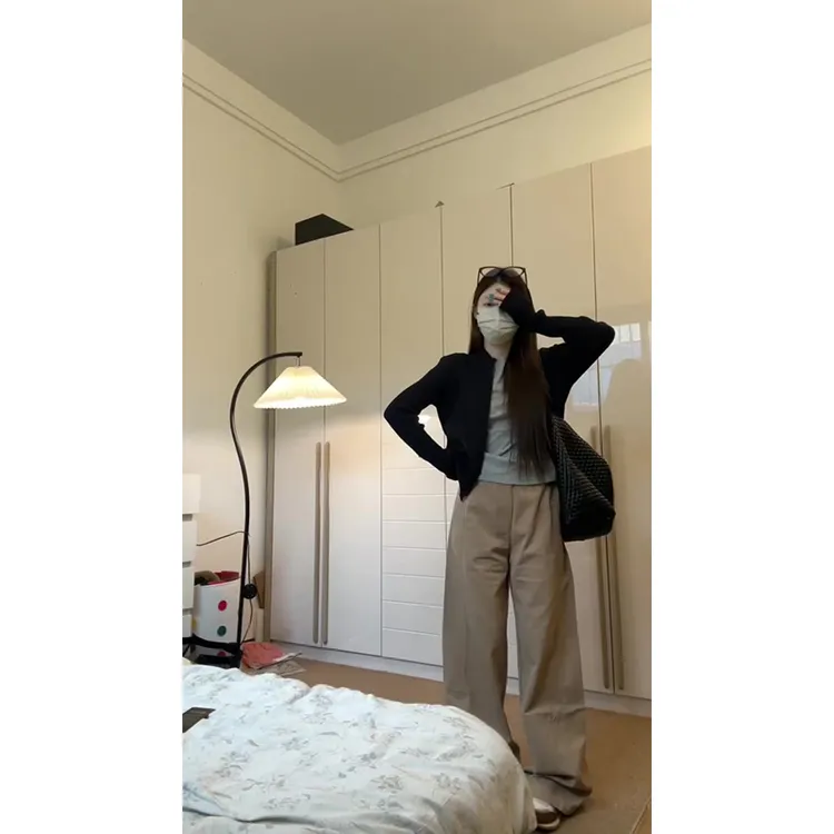 MARIE.COCO轻熟风长袖外穿针织开衫纯色内搭上衣休闲裤秋季三件套