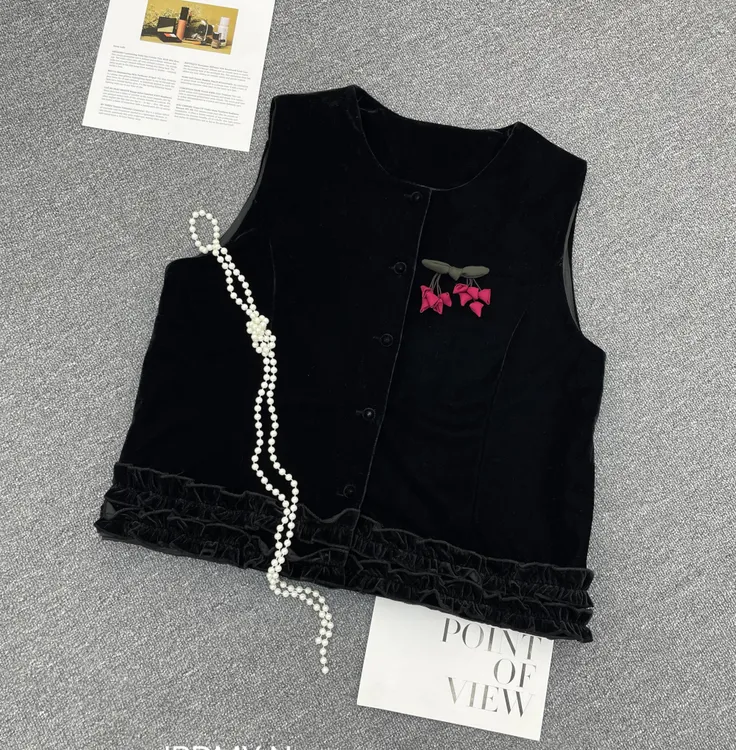 清苍价～深圳7923新中式国风马甲南油高定浪漫樱花丝绒马夹