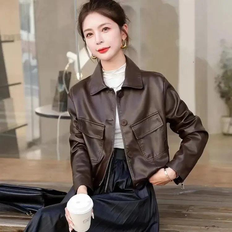 皮衣外套女短款2025年春秋百搭新款显瘦时尚机车皮夹克洋气小个子