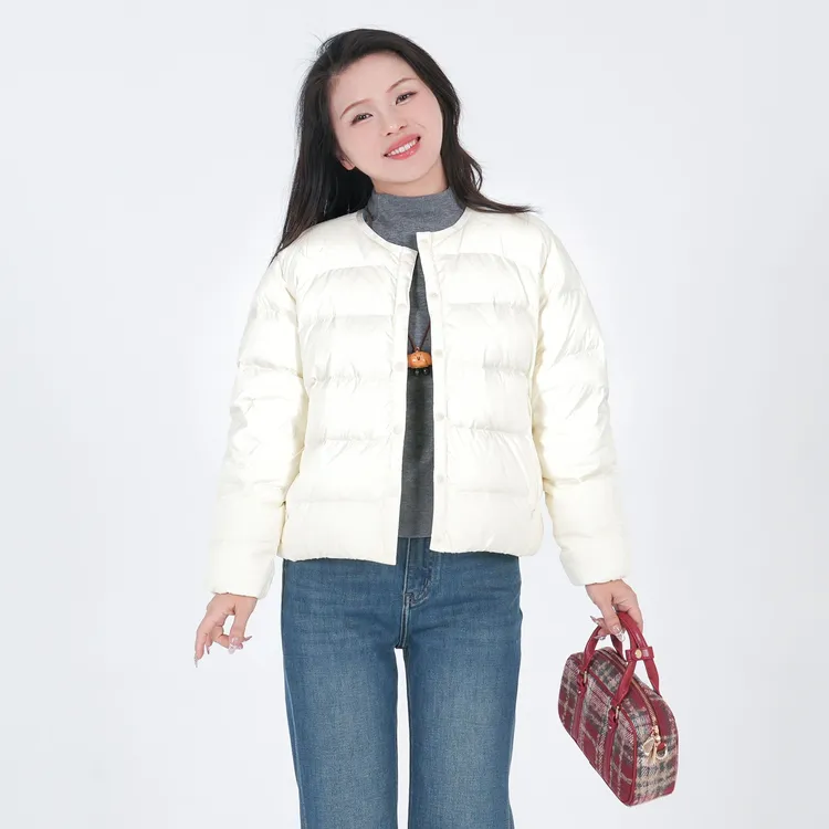 小个子圆圆Y8814年糕百搭圆领95白鸭绒轻薄短款羽绒服百搭外套女