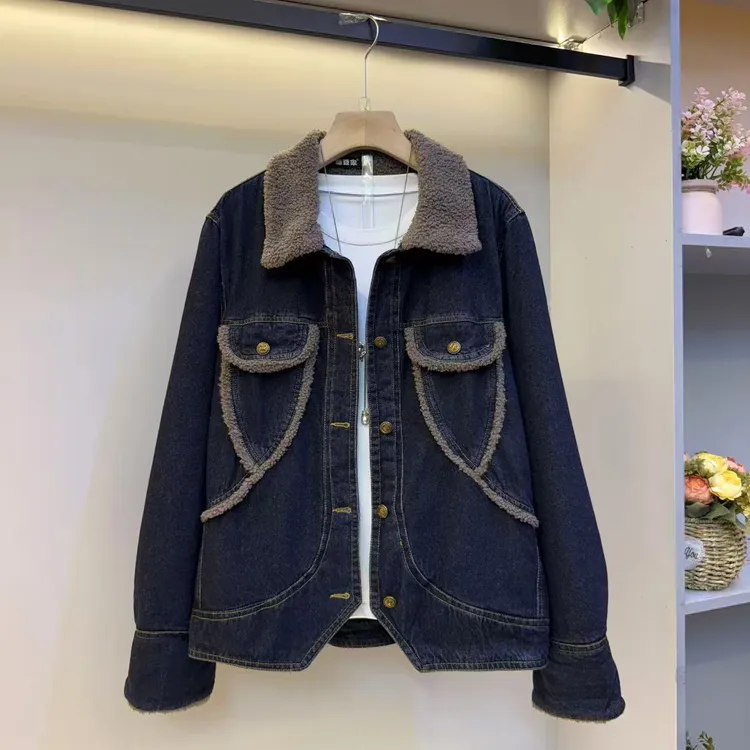 短外套牛仔加绒加厚款女2025百搭秋冬加厚潮流时尚