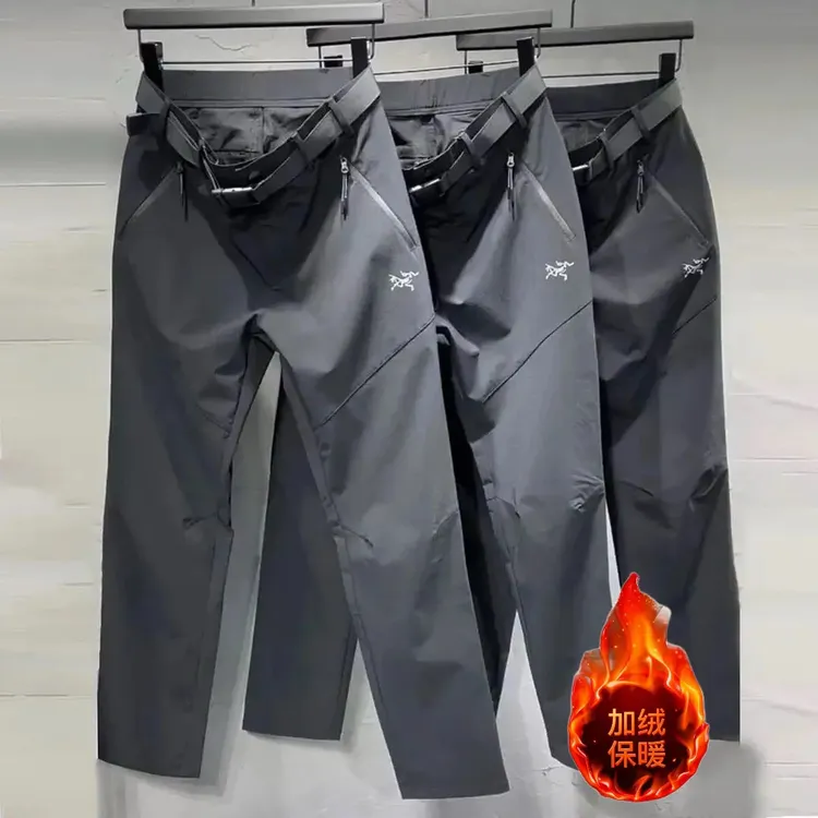 秋冬男士户外冲锋裤商务休闲小直筒长裤加绒速干透宽松弹力速干裤