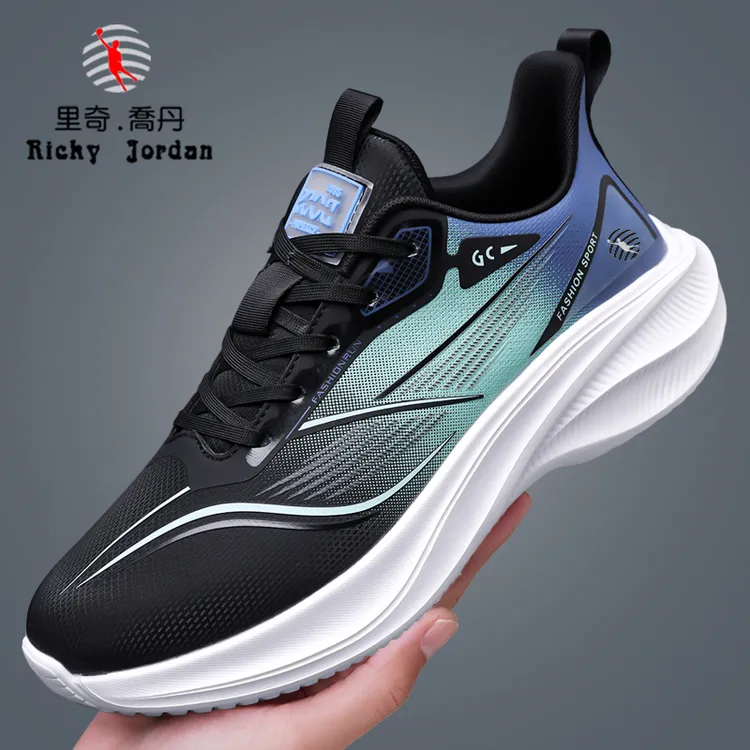 里奇乔丹男鞋2025新款舒适缓震软底网面透气男士跑步鞋休闲运动鞋