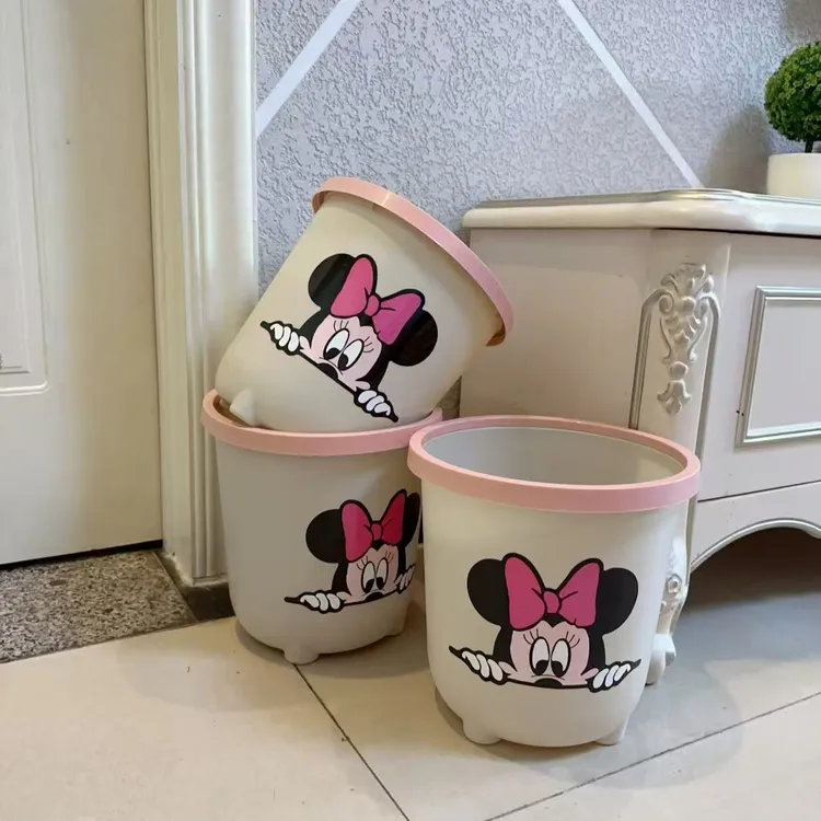 【3个装】中号米奇图案垃圾桶厨房垃圾篓卧室简约压圈纸篓