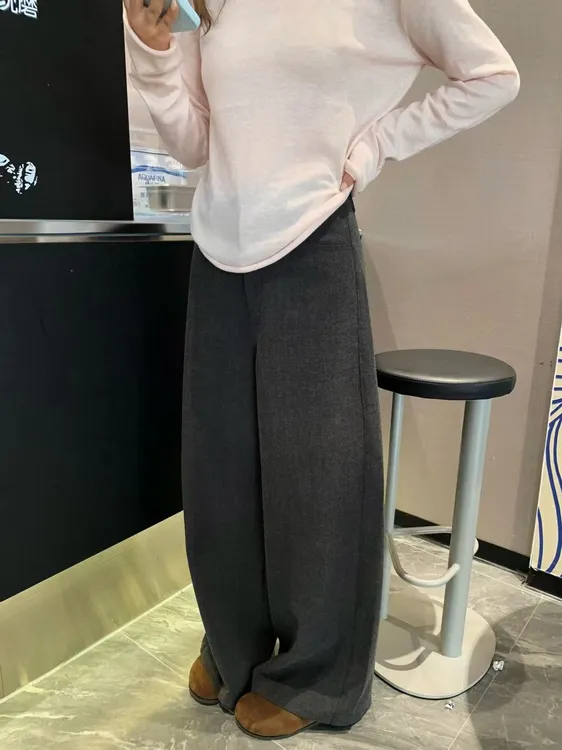 XiANJiE 2025秋季简约气质百搭质感显瘦高腰裤
