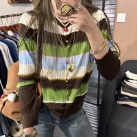【思含】秋季新款撞色纽扣毛衣开衫