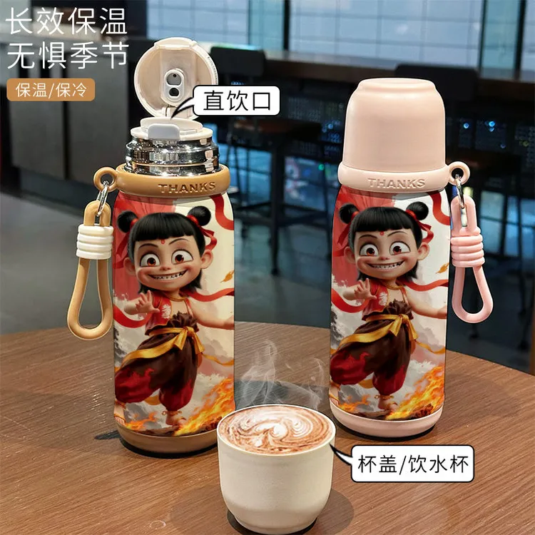 哪吒水杯大容量水杯可爱家用哪吒小众不锈钢保温杯女高颜值爆款