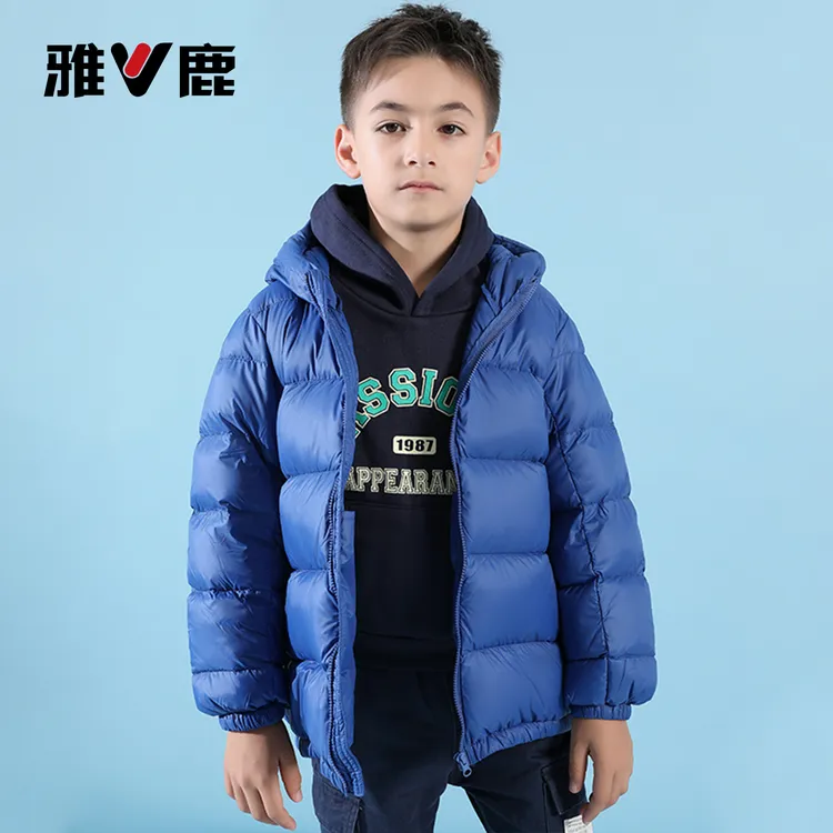 雅鹿儿童羽绒加厚面包服男女童羽绒服连帽冬季外套休闲时尚保暖