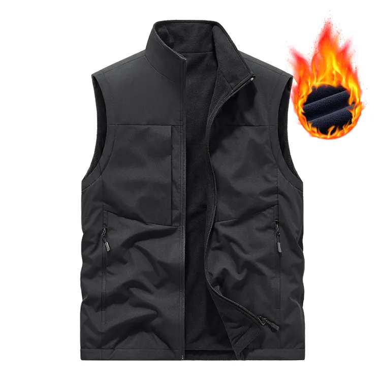 Dawnplanet户外男马甲立领加厚加绒爸爸款无袖坎肩男款外套