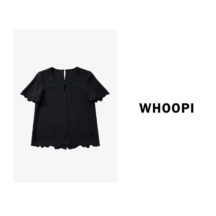 【Whoopi】【花开半夏】轻奢廓型水滴领上衣 不规则下摆重磅刺绣