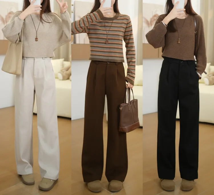 小个子直筒裤秋季阔腿裤百搭显瘦高腰外穿垂感休闲裤