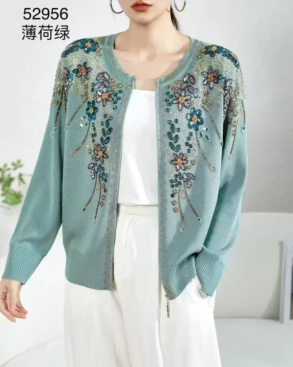 99156领美和韵上新女装洋气女士气质 长袖 百搭宽松 开衫重工秋季