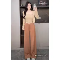 曼曼【都氧空气裤】简约宽松显瘦气质直筒阔腿喇叭裤