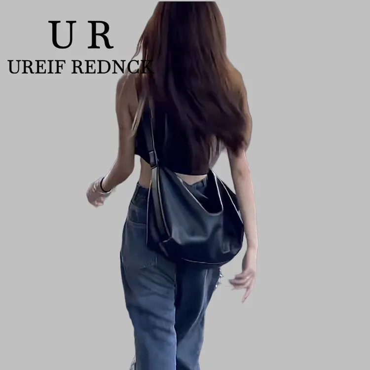 UREIF REDNCK慵懒风托特包女2025新款宽肩带通勤包休闲单肩斜挎包