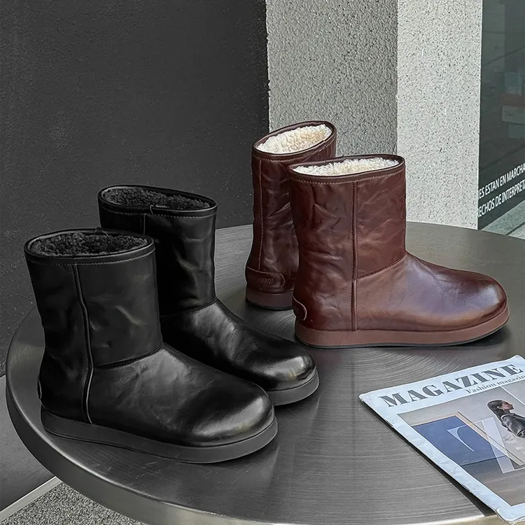 冬季雪地靴羊皮毛一体皮面防水防滑气质真羊毛高级感阔腿裤必备鞋