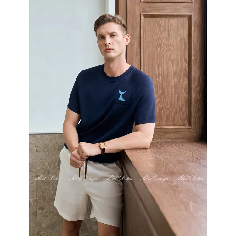 MBNL-F「深海鲸落」秦磊男装岛精织机14针工艺针织短袖LL-WSY1076