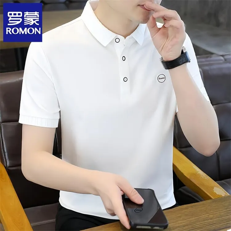 Romon/罗蒙夏季新款休闲韩版翻领短袖T恤男士商务时尚百搭Polo衫