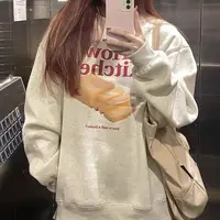 徐秋阳  吐司面包   时尚圆领百搭显瘦加绒印花休闲卫衣