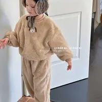23D39【现货】韩版儿童小狗套头家居服套装