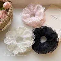 夏日新款甜美蕾丝大肠发圈女超大号头绳发饰扎头发绳皮筋头花头饰