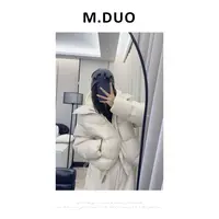 M.DUO （深圳货）秋冬90白鹅绒云感蓬松抽绳短款立领保暖羽绒服3380