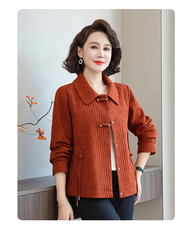 妈妈春装外套2024新款短款洋气上衣小个子中老年女装春秋薄款风衣