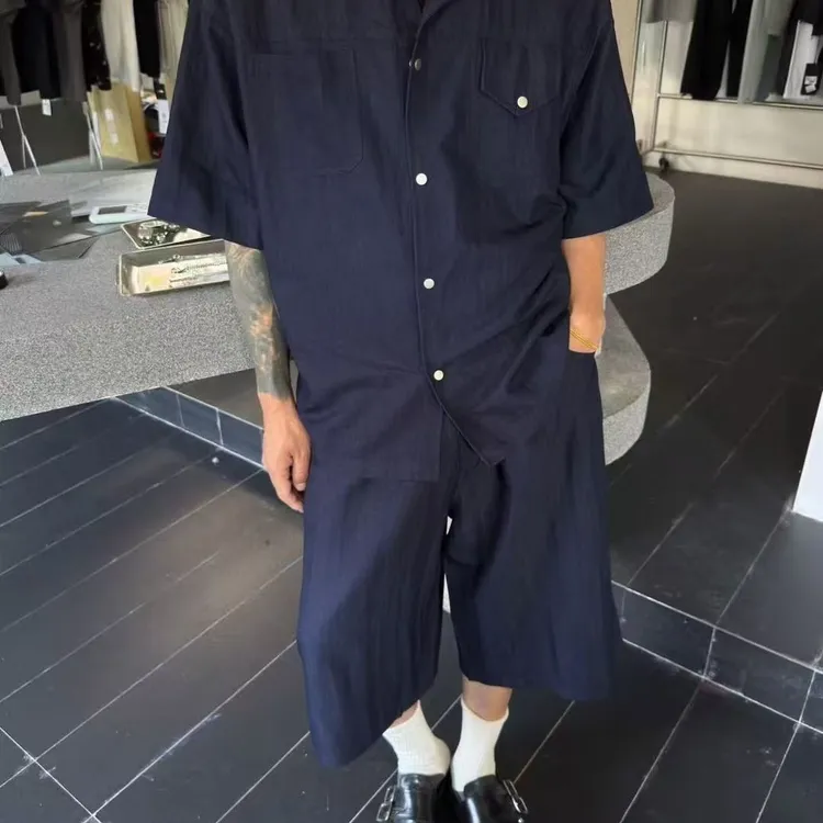 51套！一套的价！奢级牛货！质感薄款牛仔男士衬衫中短裤套装