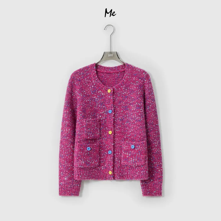 ME【粉红甜甜圈】超细美利奴圈圈纱厚实保暖时尚针织毛衣MESA5261