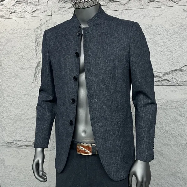 【仝邦精工版】8666-1高端秋冬季立领中山型休闲中国风商务西服上衣