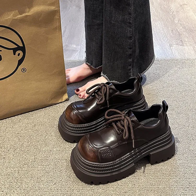 黑色厚底玛丽珍小皮鞋女英伦风小个子增高春季2025新款乐福鞋单鞋