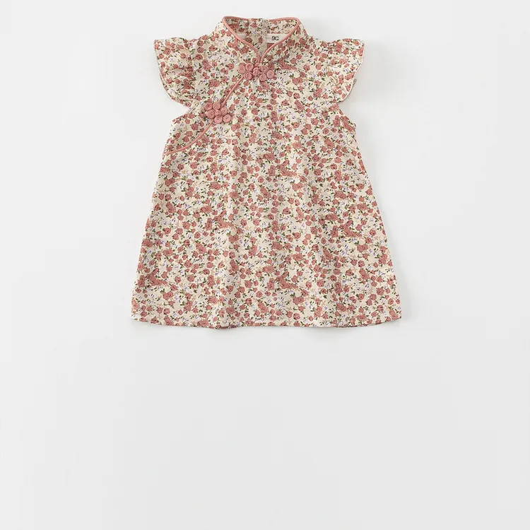 夏季碎花公主风洋气复古国风甜美印花满印女童婴儿幼童夏装时尚夏
