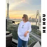 511959 和后大码 磨毛打底减龄时尚休闲百搭宽松中长款设计师绒衫