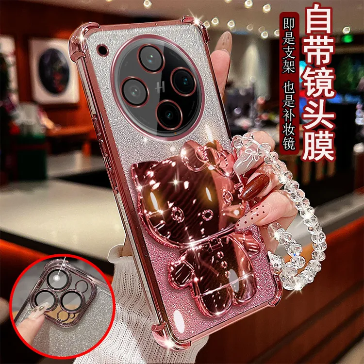 OPPO FindX8s+手机壳PLB110镜头全包边防摔套镜子小猫咪支架奢华