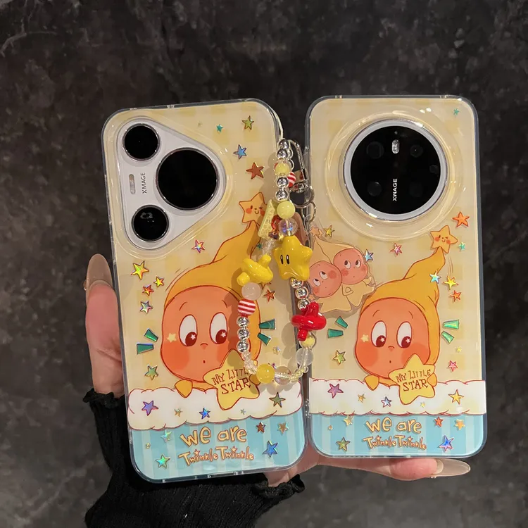 适用华为mate70pro+手机壳软萌可爱卡通人星星Pura80pro挂件链条