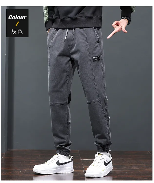 冬季长绒棉拼接工艺加绒加厚保暖束脚休闲裤