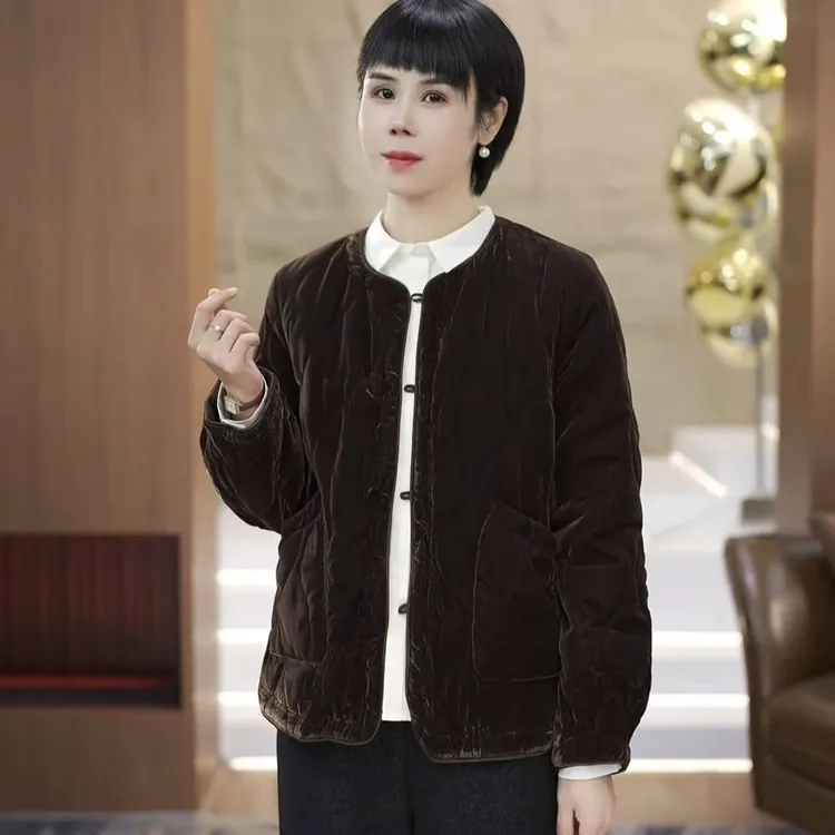 【渲渲推荐】MM-8090冬季休闲气质盘扣丝绒外套