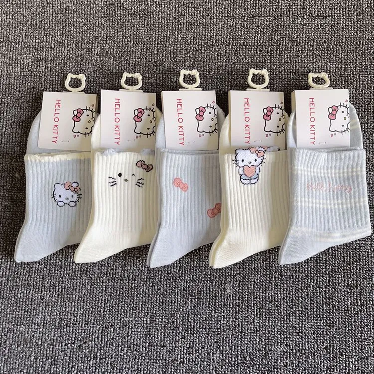 学生袜子女款秋冬中筒防臭透气可爱卡通日系中长袜白色ins卡通kv