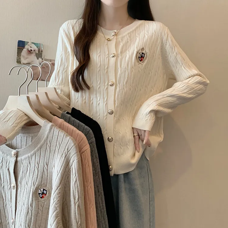 大码女装秋冬新款时尚针织衫上衣胖妹妹宽松显瘦开衫长袖毛衣3478