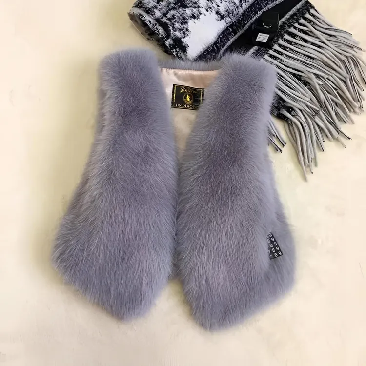 人造皮草 甜酷甜美小香风外穿新款仿狐狸毛短款皮草马甲爆款显瘦